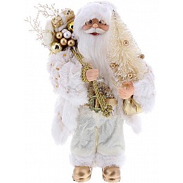 Декоративний Santa в сріблясто-білому кольорі з ялинкою та подарунками BonaDi 30см DP219429