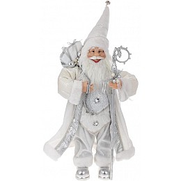 Декоративний Santa в кольорі срібло з подарунками і посохом BonaDi 60 см DP219401