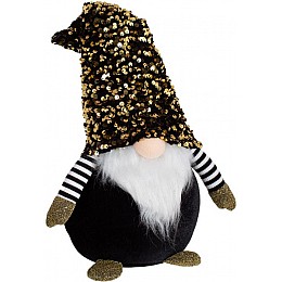 Декоративная игрушка Гномик-морячок 49см черный с золотыми пайетками BonaDi DP219351