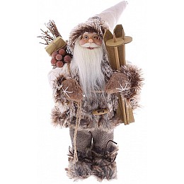 Декоративний Santa в коричнево-бежевому кольорі з подарунками і лижами BonaDi 30см DP219443