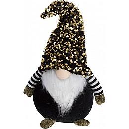 Декоративная игрушка Гномик-морячок 36 см черный с золотыми пайетками BonaDi DP219350