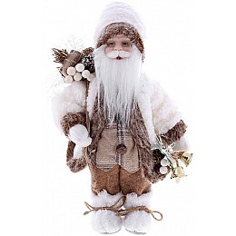 Декоративный Santa в бежево-коричневом цвете с подарками и колокольчиком BonaDi 30см DP219439