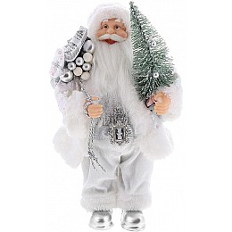Декоративний Santa в сріблясто-білому кольорі з ялинкою та подарунками BonaDi 30см DP219425