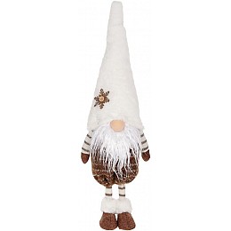 Декоративна іграшка Гномик 17х14х59см білий з коричневим  DP219357