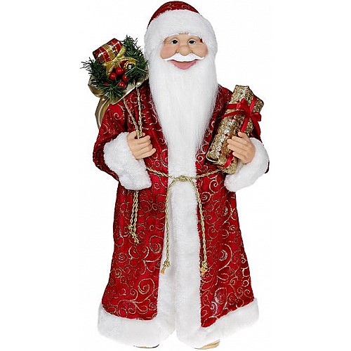 Декоративна статуетка Санта з подарунками 60см, червоний з золотистим Bona DP69508