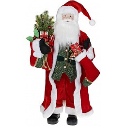 Новорічна фігурка Санта з носком 90см (плюшева іграшка), червона Bona DP73701