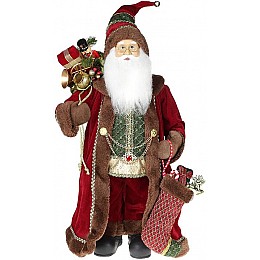 Новорічна фігурка Санта з носком 60см (плюшева іграшка), бордо з коричневим Bona DP73694