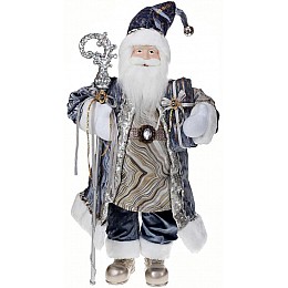 Новорічна фігурка Санта з посохом 60см (плюшева іграшка), сіро-блакитний Bona DP73684