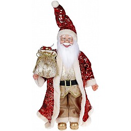 Декоративна статуетка Санта з мішком 45см, червона з золотом Bona DP69505