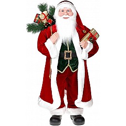 Декоративна статуетка Санта з подарунками 90см, червоний з золотом Bona DP69515