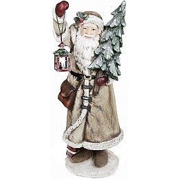 Фигура декоративная Santa с елкой и фонариком 98 см с LED-подсветкой бежевый Bona DP43087