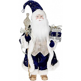 Новорічна фігурка Санта з посохом 46см (плюшева іграшка), синя з шампанським Bona DP73690