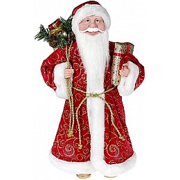Декоративна статуетка Санта з подарунками 45см, червоний з золотим Bona DP69498