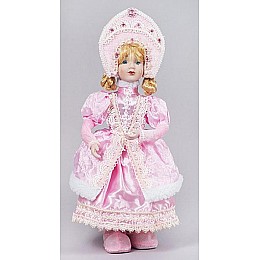 Новорічний декор на стіл фігура-лялька Снігурочка в рожевому 43 см Bona DP42978