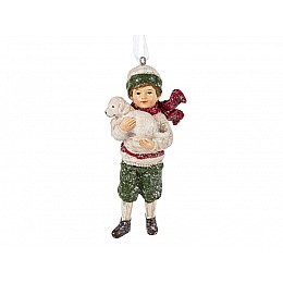 Елочна фігурка Christmas Boy зі щеням Lefard AL186503