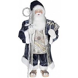 Новорічна фігурка Санта з посохом 90см (плюшева іграшка), сіро-блакитний Bona DP73698