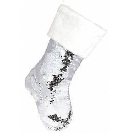 Декоративний носок для подарунків Сріблястий з пайетками Bona DP69570