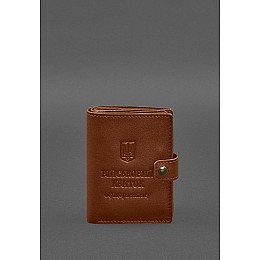 Кожана обкладинка-портмоне для військового квитка офіцера запасу (вузький документ) Світло-коричневий BlankNote