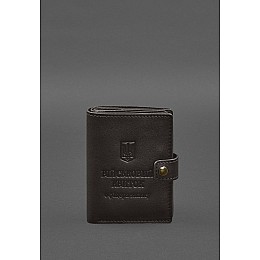 Кожана обкладинка-портмоне для військового квитка офіцера запасу (вузький документ) Темно-коричневий BlankNote