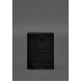 Кожаная обложка для военного билета с карманами 7.2 черный краст BlankNote