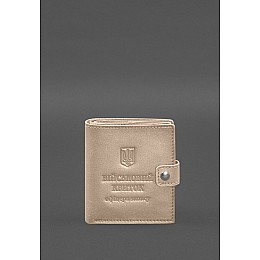 Кожаная обложка-портмоне для военного билета офицера запаса (широкий документ) Светло-бежевый BlankNote