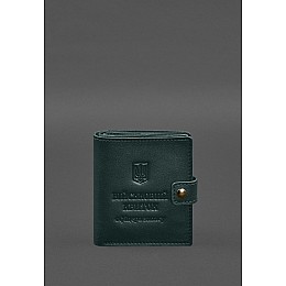 Кожана обкладинка-портмоне для військового квитка офіцера запасу (широкий документ) Зелений BlankNote