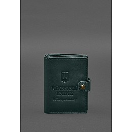 Кожана обкладинка-портмоне для військового квитка офіцера запасу (вузький документ) Зелений BlankNote