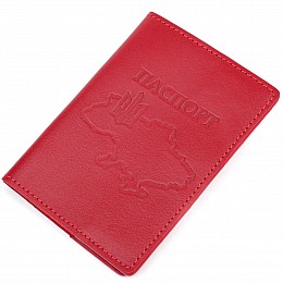 Кожаная обложка на паспорт Карта GRANDE PELLE 16775 Красная