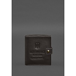 Кожана обкладинка-портмоне для військового квитка офіцера запасу (широкий документ) Темно-коричневий BlankNote