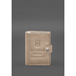 Кожана обкладинка-портмоне для військового квитка офіцера запасу (вузький документ) Світло-бежевий BlankNote