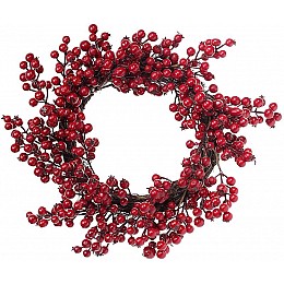 Венок новогодний декоративный Красные ягоды Bona DP42748