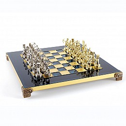 Шахматы Manopoulos «Лучники», латунь, деревянный футляр, цвет доски синий, размер 28х28см (S15BLU)