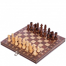 Шахи, шашки, нарди 3 в 1 дерев'яні з магнітом SP-Sport W7701H 24см x 24см Коричневий