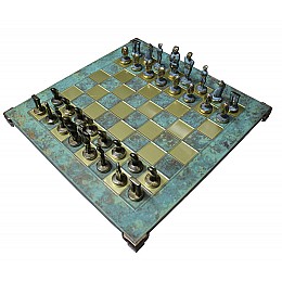 Шахматы Manopoulos Кикладское искусство в деревянном футляре 44 х 44 см Бирюзовые (S23BTIR)