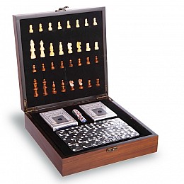 Шахматы домино карты 3 в 1 набор настольных игр деревянные SP-Sport W2650 Коричневый
