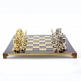 Шахматы "Manopoulos" Греко-римские, латунь, деревянный футляр, цвет доски красный, размер 44х44см (S11RED)