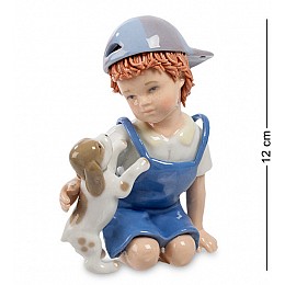 Статуетка Мальчик с собачкой 12 см Pavone AL45788