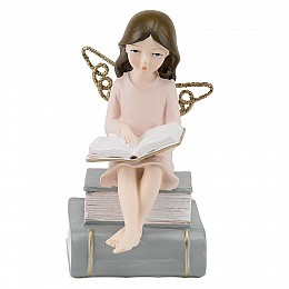 Фігурка декоративна Читаючий ангелочок Lefard AL113224 Рожевий