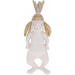 Фігурка інтер'єрна 11х9х29 см White-Gold Кролик в індіанській шапці Bona DP118563