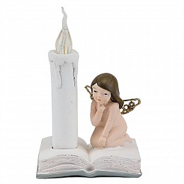 Фігурка декоративна Ангел зі свічкою Lefard AL113225 Рожевий
