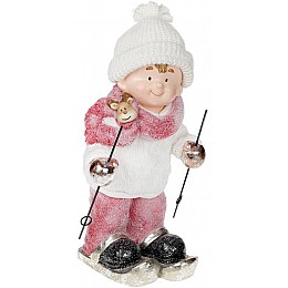 Фігура керамічна Мальчик в червоному на лижах 455 см Bona DP42306