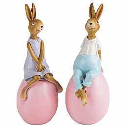 Набір двох декоративних статуеток Easter Bunnies 17х8х7 см Lefard AL219027