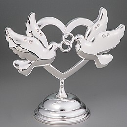 Декоративная фигурка Crystal Union Два голубя на сердце 18*16 см Серебряный SK16167