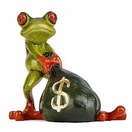 Декоративна фігурка Жабка з мішком грошей 10х12х6 см Lefard
