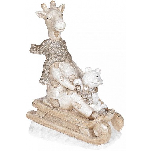 Декоративная фигура Жираф на санках 305х19х455см шампань керамика Bona DP69442