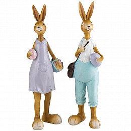 Набір двох декоративних статуеток Easter Bunnies 29х9х7 см Lefard AL219028