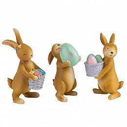 Набір трьох декоративних статуеток Easter Bunnies 15х8х6 см Lefard AL219026
