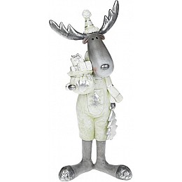 Фігура декоративна Лось з подарунками 405 см в м'ятному комбінезоні Bona DP42938