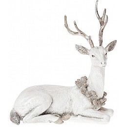 Статуэтка Белый олень с венком из шишек 21.5 см DP42241 BonaDi