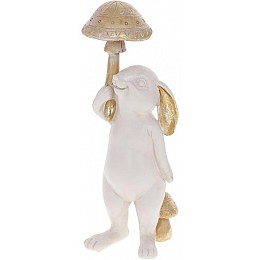 Фігурка інтер'єрна 12х10х28.5 см White-Gold Кролик з грибом Bona DP118562